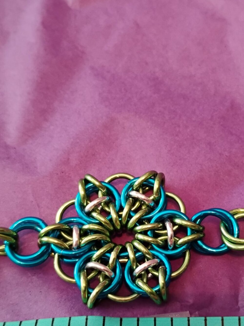 Blue, Green, & Silver Celtic Visions bracelet - Picture 4 of 10
